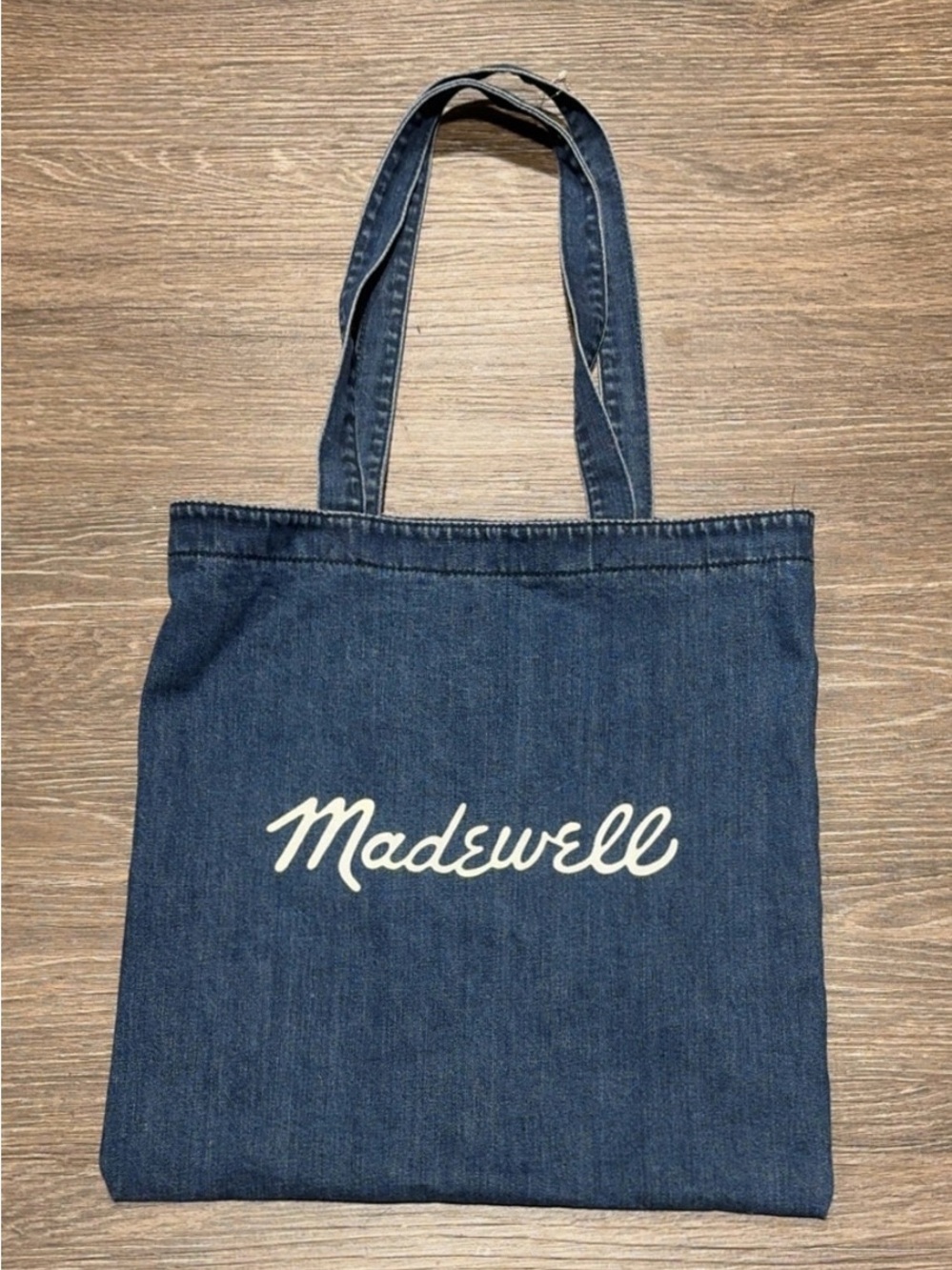 Madewell Jeans Denim look Tote Bag Shopping lightweight Chambray Cotton handles